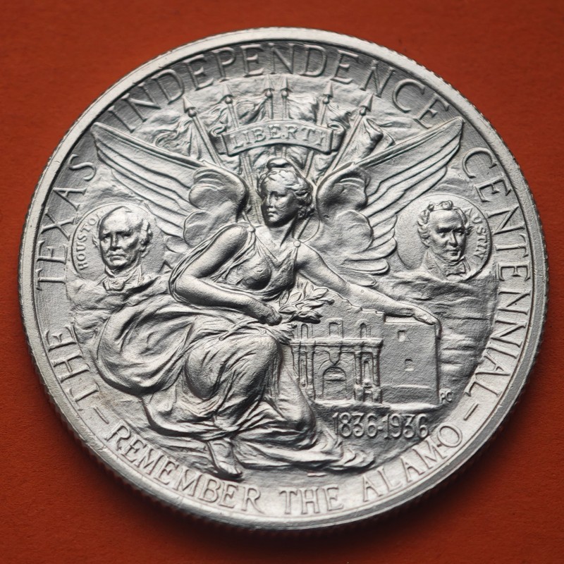 . @SUPER LUJO@ ESTADOS UNIDOS 1/2 DOLAR 1935 P CENTENARIO DEL ESTADO DE TEXAS FUERTE ALAMO MONEDA DE PLATA Half Dollar Silver