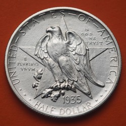 . @SUPER LUJO@ ESTADOS UNIDOS 1/2 DOLAR 1935 P CENTENARIO DEL ESTADO DE TEXAS FUERTE ALAMO MONEDA DE PLATA Half Dollar Silver