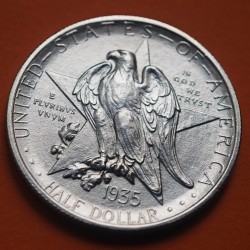 . @SUPER LUJO@ ESTADOS UNIDOS 1/2 DOLAR 1935 P CENTENARIO DEL ESTADO DE TEXAS FUERTE ALAMO MONEDA DE PLATA Half Dollar Silver