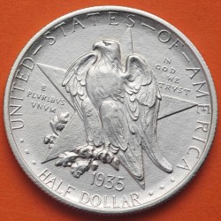 . @SUPER LUJO@ ESTADOS UNIDOS 1/2 DOLAR 1935 P CENTENARIO DEL ESTADO DE TEXAS FUERTE ALAMO MONEDA DE PLATA Half Dollar Silver