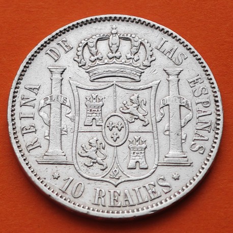 . @ÚLTIMO AÑO DE EMISIÓN@ ESPAÑA Reina ISABEL II 10 REALES 1864 Ceca de MADRID KM.611.2 MONEDA DE PLATA MBC-