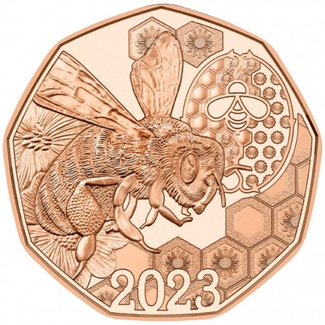 AUSTRIA 5 EUROS 2023 ABEJA Serie PASCUA MONEDA DE COBRE SC Osterreich coin