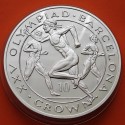 . @Tirada 999 - 10 ONZAS@ GIBRALTAR 10 CROWN 1991 CORREDORES OLIMPIADA BARCELONA 92 KM.107 MONEDA DE PLATA CÁPSULA