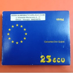 5 onzas x ESPAÑA 25 ECU 1994 BATALLA DE LEPANTO y MIGUEL DE CERVANTES MONEDA DE PLATA Cincuentin SI ESTUCHE FNMT 25 Ecus 1994