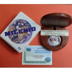 ESPAÑA 1500 PESETAS 1999 MILENIO ASTRONAUTA MONEDA DE PLATA PROOF ESTUCHE FNMT 0,60 ONZAS