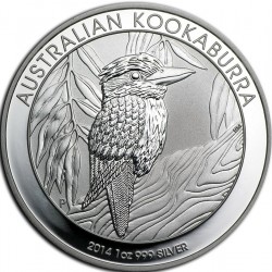 AUSTRALIA 1 DOLAR 2014 KOOKABURRA MONEDA DE PLATA PURA $1 Dollar Coin ONZA OZ CÁPSULA