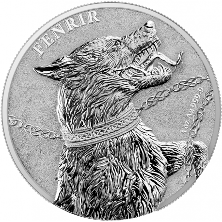 . 1 aaacoin ALEMANIA 5 MARK 2022 FENRIR LOBO GIGANTE MEDALLA DE PLATA + CERTIFICADO ONZA OZ Germania Mint