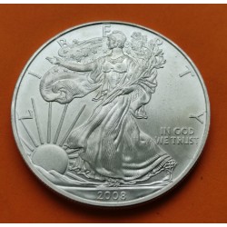 ESTADOS UNIDOS 1 DOLAR 2008 EAGLE LIBERTY MONEDA DE PLATA PURA SC $1 Dollar Coin USA UNITED STATES ONZA OZ OUNCE