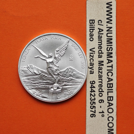 @RARA@ MEXICO 1 ONZA 1996 ANGEL LIBERTAD MONEDA DE PLATA PURA 999 SC Mejico silver OZ OUNCE (BOTH)
