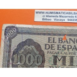 @RARO@ ESPAÑA 1000 PESETAS 1936 BURGOS y ALCAZAR DE TOLEDO Serie A 708463 Pick 103 BILLETE MUY MUY CIRCULADO