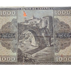@RARO@ ESPAÑA 1000 PESETAS 1936 BURGOS y ALCAZAR DE TOLEDO Serie A 708463 Pick 103 BILLETE MUY MUY CIRCULADO