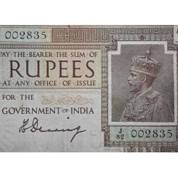 . @SUPER RARO - PVP NUEVO 3.800€@ INDIA 5 RUPIAS 1917 KING GEORGE V Serie J-82 Pick 4 BILLETE MUY CIRCULADO 5 Rupees