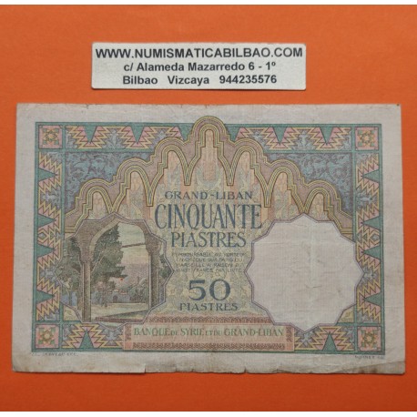 . @RARÍSIMO - PVP NUEVO 15.000€@ ESTADO del GRAN LIBANO 50 PIASTRES 1925 Pick 2 Banque de Syrie et du Grand-Liban Lebanon