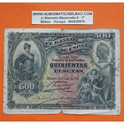 @ SUPER RARO - PVP NUEVO 3.500€@ ESPAÑA 500 PESETAS 1907 JULIO 15 Sin Serie 0058529 Pick 65 BILLETE MUY MUY CIRCULADO