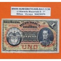 . @PVP NUEVO 950€ COLOMBIA 1 PESO 1895 SIMÓN BOLIVAR Serie K - 965985 Bogotá Pick 214 BILLETE MBC- Banco Nacional