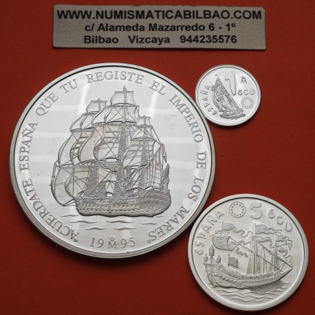 . 6,20 ONZAS de PLATA PURA @VER FOTOS@ ESPAÑA 1 ECU + 5 ECUS + 25 ECUS 1995 MARINA ESPAÑOLA 3 monedas NO CÁPSULAS