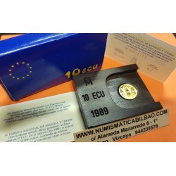 ESPAÑA 10 ECU 1989 COLUMNAS DE HÉRCULES Plus Ultra MONEDA FNMT 3,11 GRAMOS DE ORO PURO 1/10 ONZA