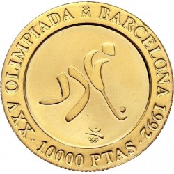 . ESPAÑA 10000 PESETAS 1990 HOCKEY 1ª Serie OLIMPIADA BARCELONA 1992 MONEDA FNMT 3,37 GRAMOS DE ORO PURO ONZA