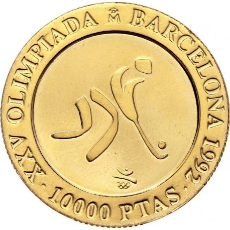 . ESPAÑA 10000 PESETAS 1990 HOCKEY 1ª Serie OLIMPIADA BARCELONA 1992 MONEDA FNMT 3,37 GRAMOS DE ORO PURO ONZA