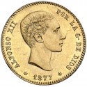 . ESPAÑA 25 PESETAS 1877 * 18 77 DEM Rey ALFONSO XII KM.673 MONEDA DE ORO ALFONSINA Spain gold coin