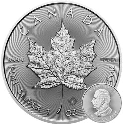 . @ENVÍO HOY@ CANADA 5 DOLARES 2026 HOJA DE ARCE Rey CARLOS III MONEDA DE PLATA PURA 9999 Oz 1 ONZA