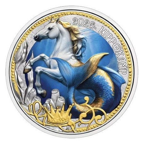 . @ENVÍO HOY@ AUSTRIA 3 EUROS 2026 HIPOCAMPO Serie Criaturas Místicas @COLORES@ 2ª MONEDA DE NICKEL Hippokamp