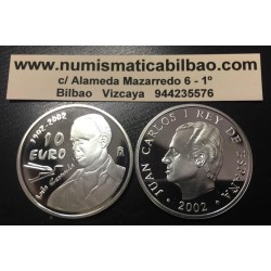 ESPAÑA 10 EUROS 2002 LUIS CERNUDA MONEDA DE PLATA PROOF ESTUCHE CERTIFICADO FNMT