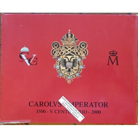 . 7 monedas x ESPAÑA 2000 PESETAS 2000 + 10000 PESETAS 2000 PLATA ESTUCHE FNMT CENTENARIO DE CARLOS V 12 ONZAS