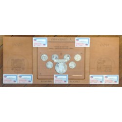 . 7 monedas x ESPAÑA 2000 PESETAS 2000 (6 uds) + 10000 PESETAS 2000 PLATA ESTUCHE FNMT V CENTENARIO DE CARLOS V