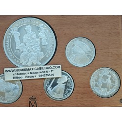 . 7 monedas x ESPAÑA 2000 PESETAS 2000 (6 uds) + 10000 PESETAS 2000 PLATA ESTUCHE FNMT V CENTENARIO DE CARLOS V