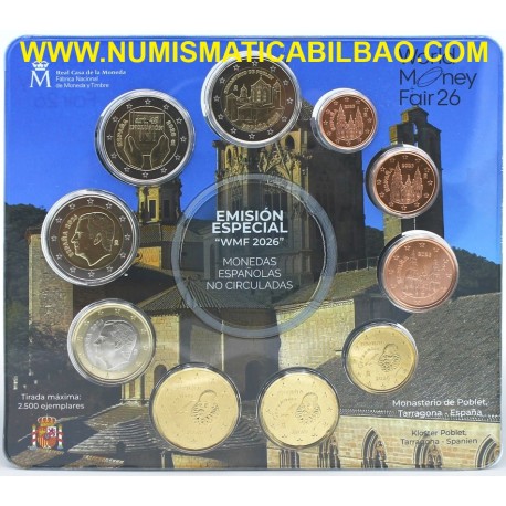 . @10/FEBRERO Envïo - 2.500 uds@ ESPAÑA CARTERA FNMT EUROS BERLIN World Money Fair 2026 + 2 EUROS 2026 POBLET e INCLUSIÓN