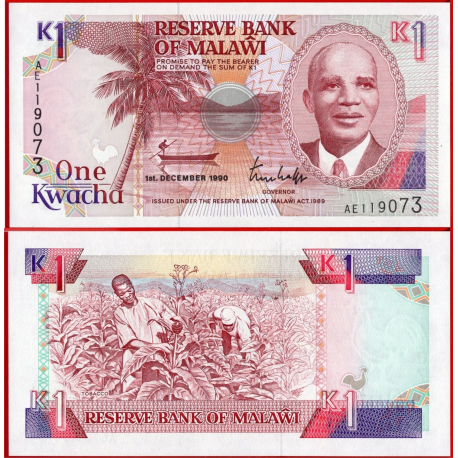 MALAWI 1 KWACHA 1990 ABORIGENES RECOLECTANDO Pick 23.A BILLETE SC Africa UNC BANKNOTE