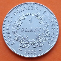 FRANCIA 1 FRANCO 1992 DAMA REPUBLICANA KM.1004 MONEDA DE NICKEL SC- France Franc