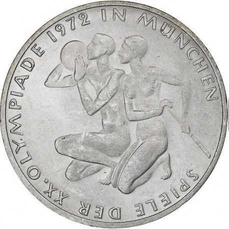 ALEMANIA 10 MARCOS 1972 G ATLETAS OLIMPIADA DE MUNICH KM.132 MONEDA DE PLATA SC- Germany 10 Marks silver 0,30 ONZAS