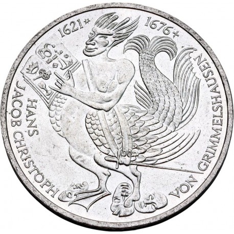 ALEMANIA 5 MARCOS 1976 D MONSTRUO DE LOS HERMANOS GRIMM KM.144 MONEDA DE PLATA SC- Germany 5 Marks SILVER
