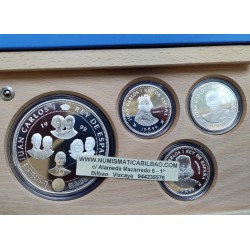 ESPAÑA CASA DE BORBON 3 monedas de 2000 PESETAS + 10000 PESETAS 1999 BORBONES Serie 3ª PLATA ESTUCHE FNMT