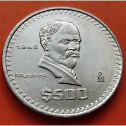MEXICO 500 PESOS 1988 MADERO KM.529 MONEDA DE NICKEL SC- Mejico Mexiko coin