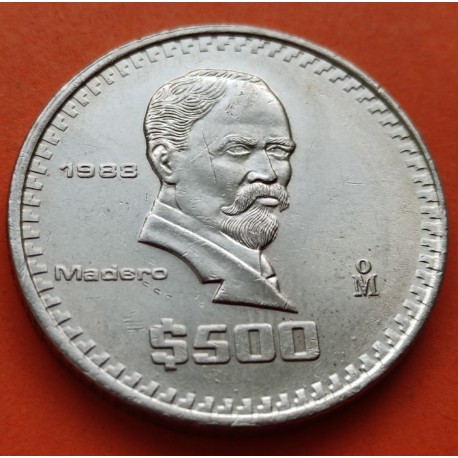 MEXICO 500 PESOS 1988 MADERO KM.529 MONEDA DE NICKEL SC- Mejico Mexiko coin