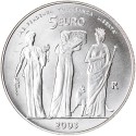SAN MARINO 5 EUROS 2003 INDEPEDENCIA, TOLERANCIA y LIBERTAD MONEDA DE PLATA SC 18 grs Ley 925 0,53 ONZAS