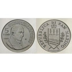 SAN MARINO 5 EUROS 2004 BARTOLOMEO BORGUESI MONEDA DE PLATA SC 18 grs Ley 925 0,53 ONZAS