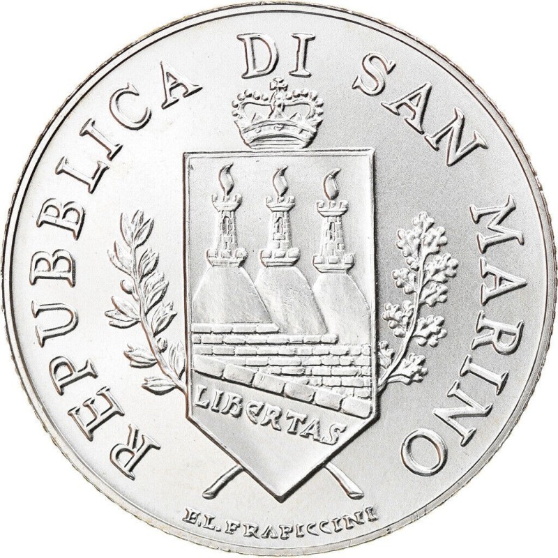 SAN MARINO 5 EUROS 2004 BARTOLOMEO BORGUESI MONEDA DE PLATA SC 18 grs Ley 925 0,53 ONZAS