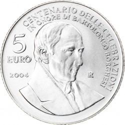 SAN MARINO 5 EUROS 2004 BARTOLOMEO BORGUESI MONEDA DE PLATA SC 18 grs Ley 925 0,53 ONZAS
