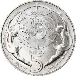 SAN MARINO 5 EUROS 2007 ANGELES y OPORTUNIDADES KM.473 MONEDA DE PLATA SC 18 grs Ley 925 0,53 ONZAS