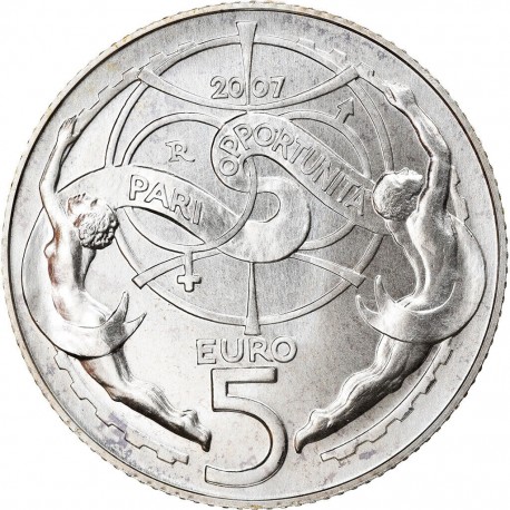 SAN MARINO 5 EUROS 2007 ANGELES y OPORTUNIDADES KM.473 MONEDA DE PLATA SC 18 grs Ley 925 0,53 ONZAS