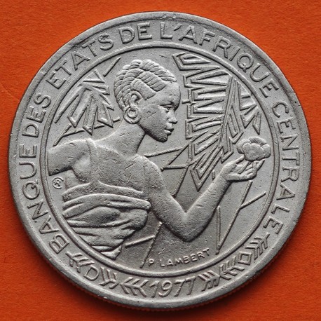 . GABÓN (Letra D) ESTADOS DEL AFRICA CENTRAL 500 FRANCOS 1977 ANTILOPE KM.12 MONEDA DE NICKEL EBC- Central African States