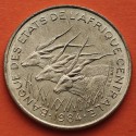 ESTADOS DEL AFRICA CENTRAL 25 FRANCOS 1984 ANTILOPES KM.10 MONEDA DE LATON SC Etats de L'Afrique Centrale 25 FRANCS CFA