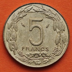 ESTADOS DEL AFRICA CENTRAL 5 FRANCOS 1977 ANTILOPES KM.7 MONEDA DE LATON SC- Banque des Etats de L'Afrique Centrale 5 FRANCS CFA