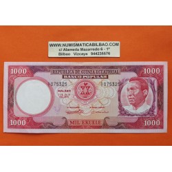 . @PVP NUEVO 69€@ GUINEA ECUATORIAL 1000 EKUELE 1975 MACIAS NGUEMA BIYOGO Serie 075325 Pick 13 BILLETE EBC- Equatorial Guinee
