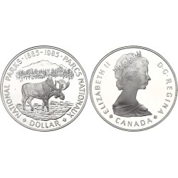 CANADA 1 DOLAR 1985 ALCE NATIONAL PARKS 1885 KM.143 MONEDA DE PLATA PROOFLIKE $1 Dollar silver