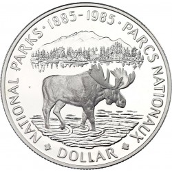 CANADA 1 DOLAR 1985 ALCE NATIONAL PARKS 1885 KM.143 MONEDA DE PLATA PROOFLIKE $1 Dollar silver